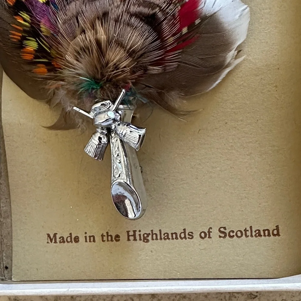 REAL SCOTTISH PLUME BROOCH Feather Brooch with Silver Accent